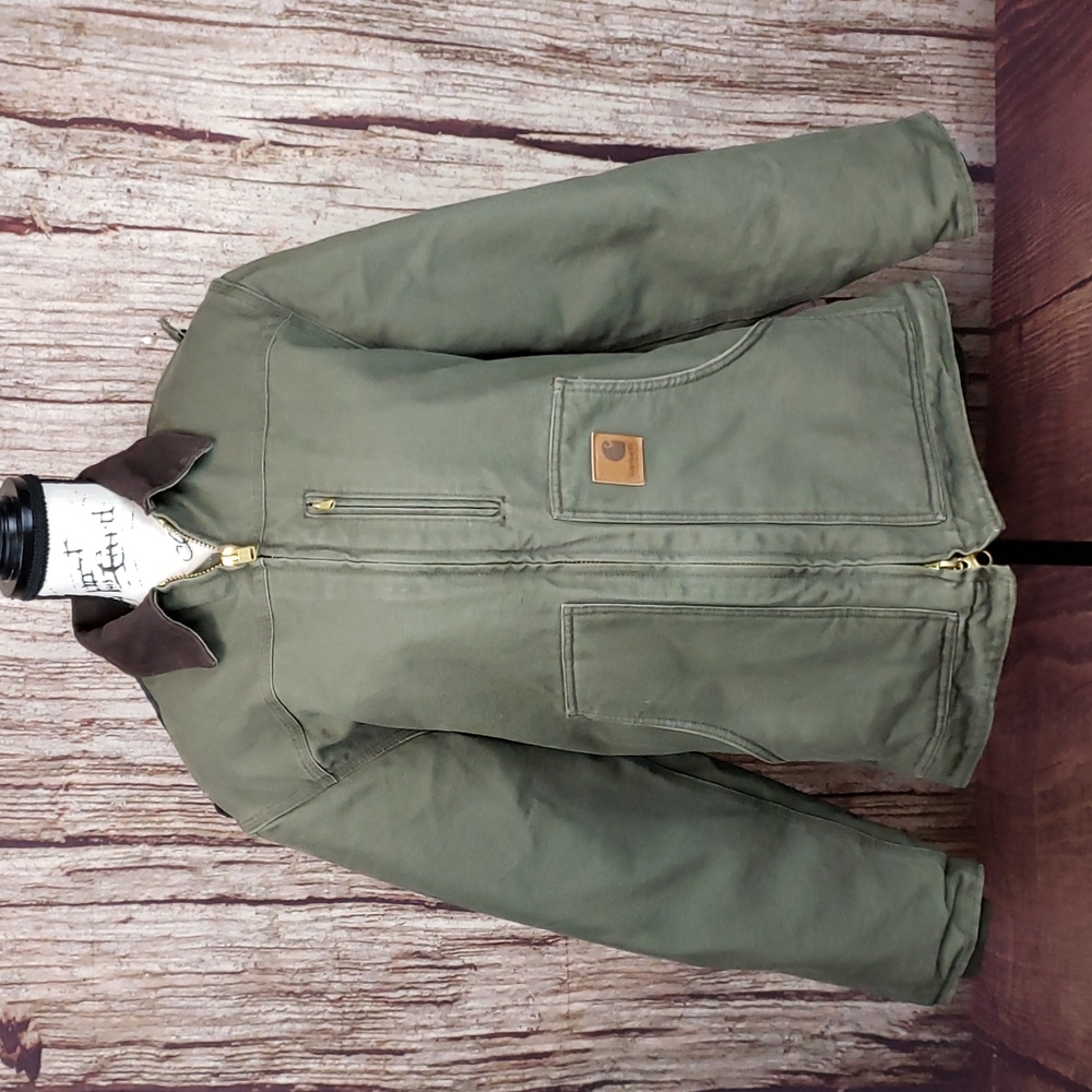 Olive Green Carhartt Full Swing Fleece lined jacket with detachable hood
